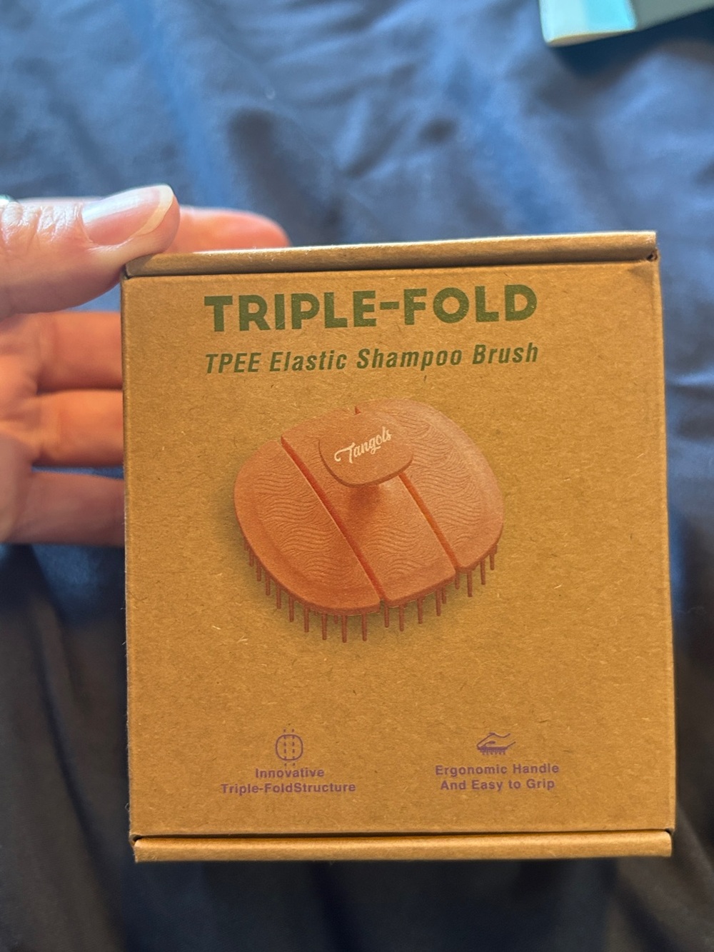 Triple-Fold TPE Elastic Shampoo Brush - Tan